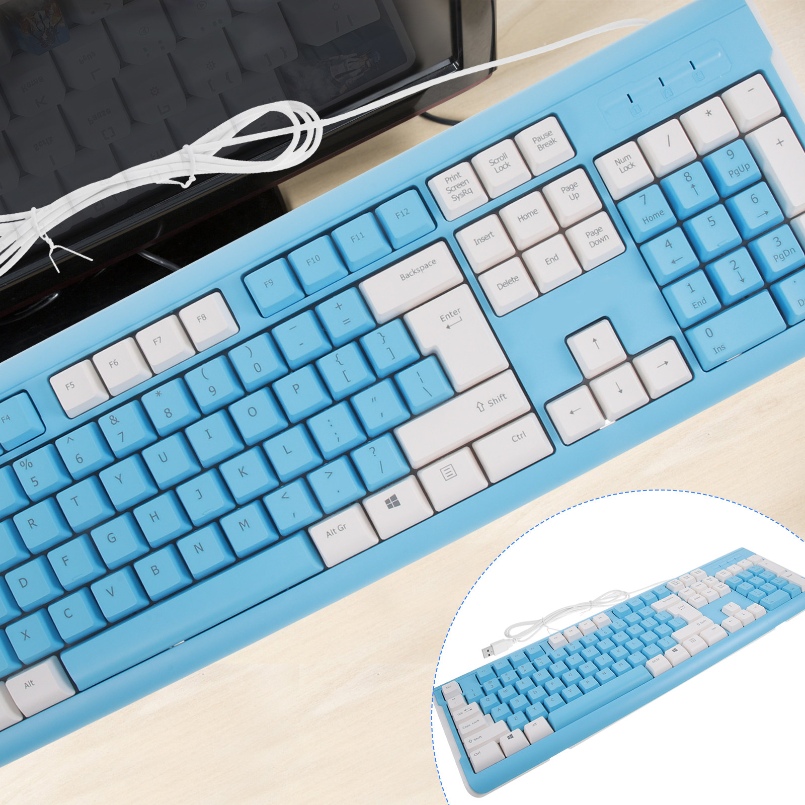 Gaming Keyboard No Number Pad - Premium ABS USB Gaming Keyboard with