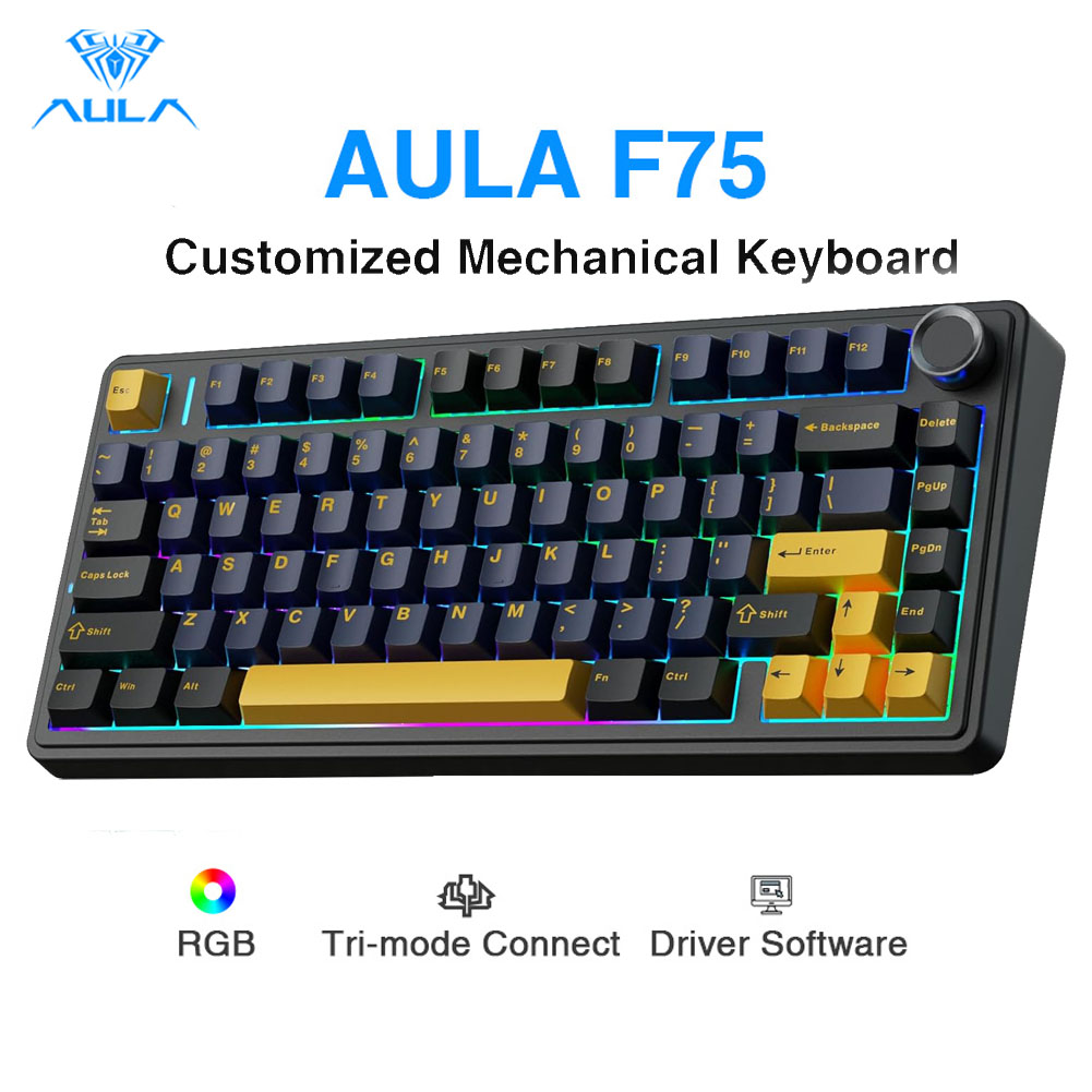 Gaming Keyboard No Number Pad - Aula F75 mechanical keyboard, fully hot-swappable