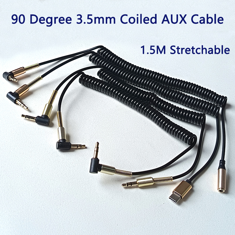 Coiled Usb Cable - 1PC 90 Degree 3.5mm 1.5M Coiled