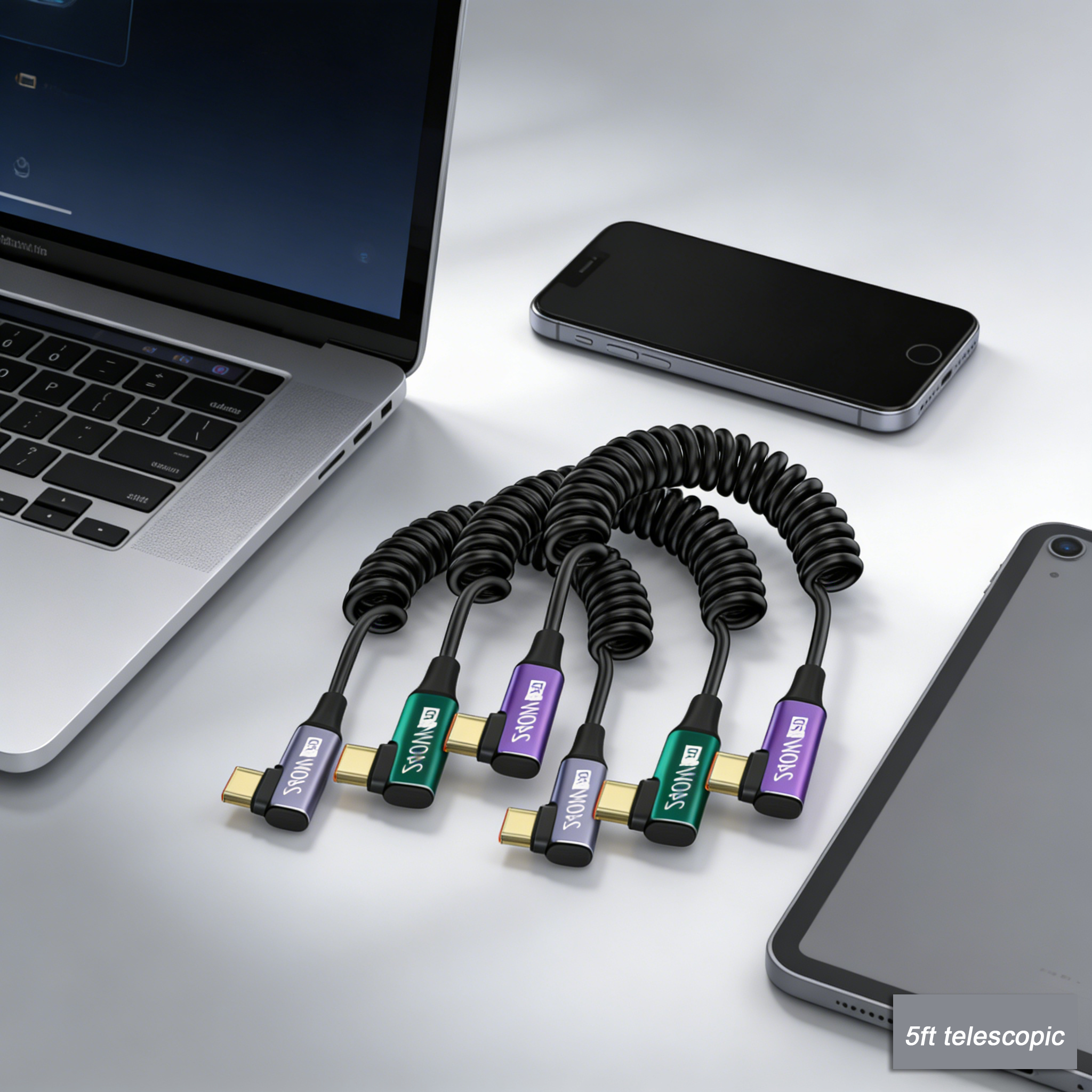Coiled Usb Cable - USB-C to USB-C Coiled Cable with