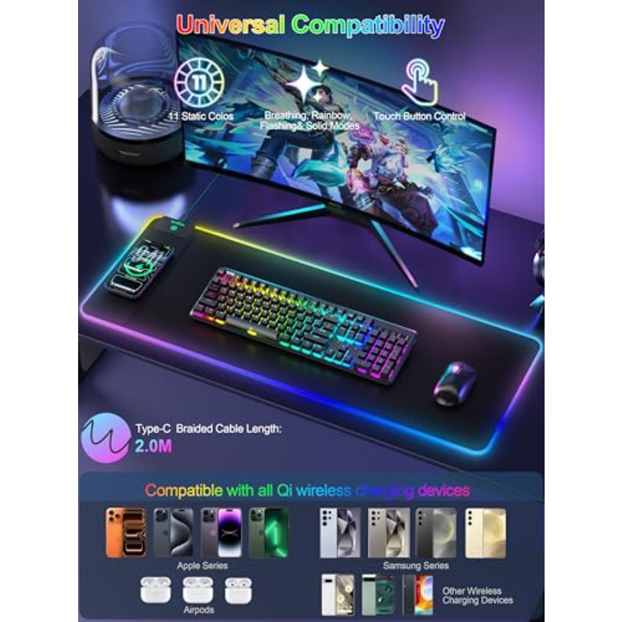 Mouse Pad with 15W Wireless Ch - Gaming Keyboard No Number Pad incelemesi ve fiyatı