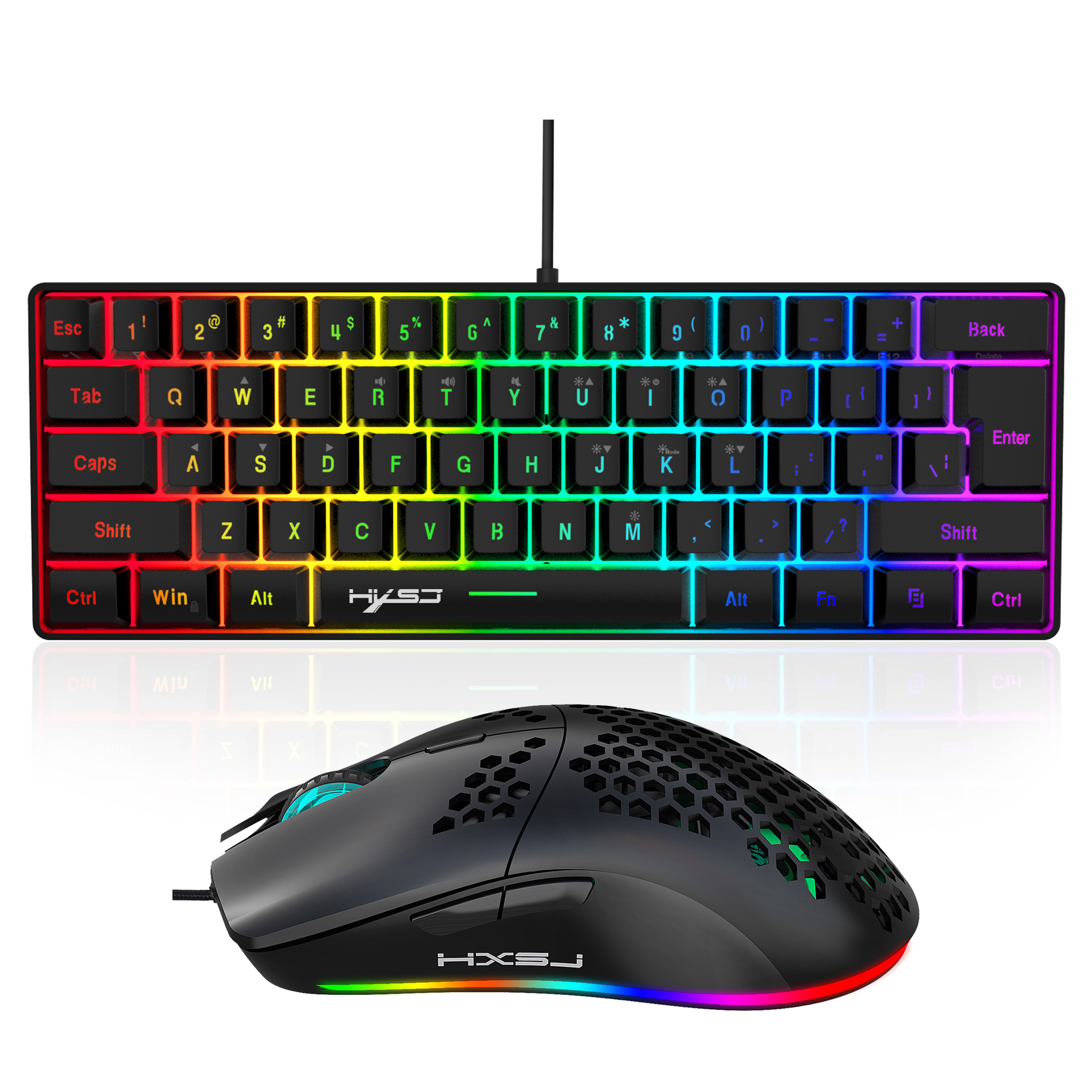 Hot selling HXSJ 61 keys V700  - Gaming Keyboard And Mouse Combo incelemesi ve fiyatı