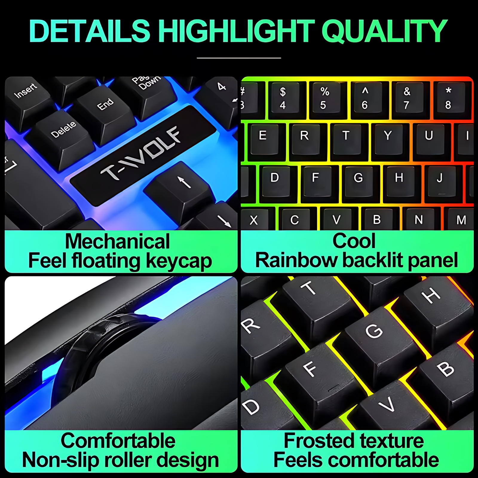 Rainbow Backlit Wired Keyboard - Gaming Keyboard And Mouse Combo incelemesi ve fiyatı