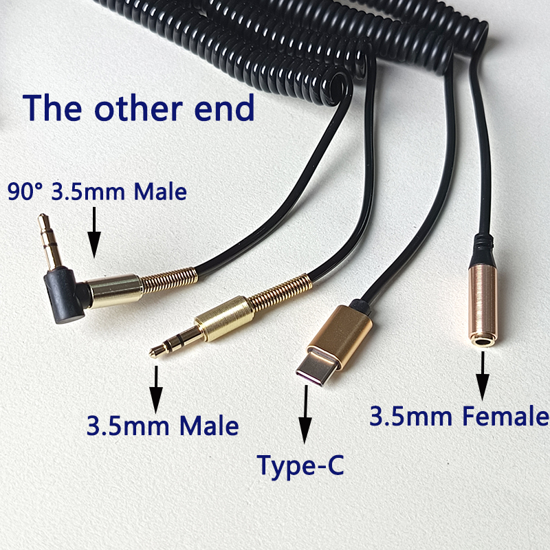 1PC 90 Degree 3.5mm 1.5M Coile - Coiled Usb Cable incelemesi ve fiyatı
