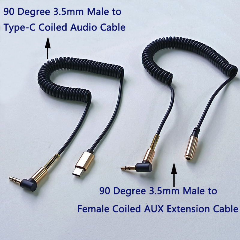 1PC 90 Degree 3.5mm 1.5M Coile - Coiled Usb Cable incelemesi ve fiyatı