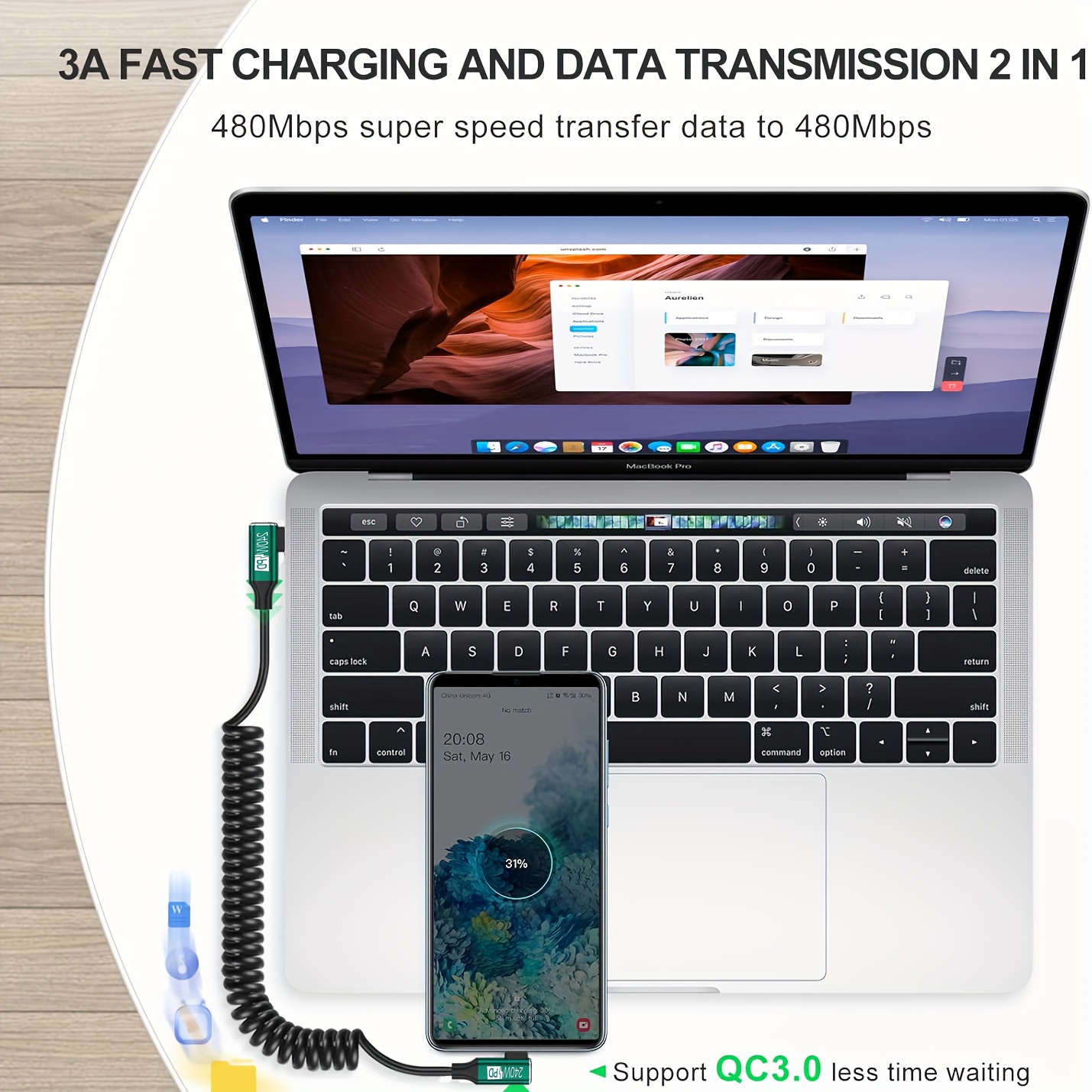 USB-C to USB-C Coiled Cable wi - Coiled Usb Cable incelemesi ve fiyatı