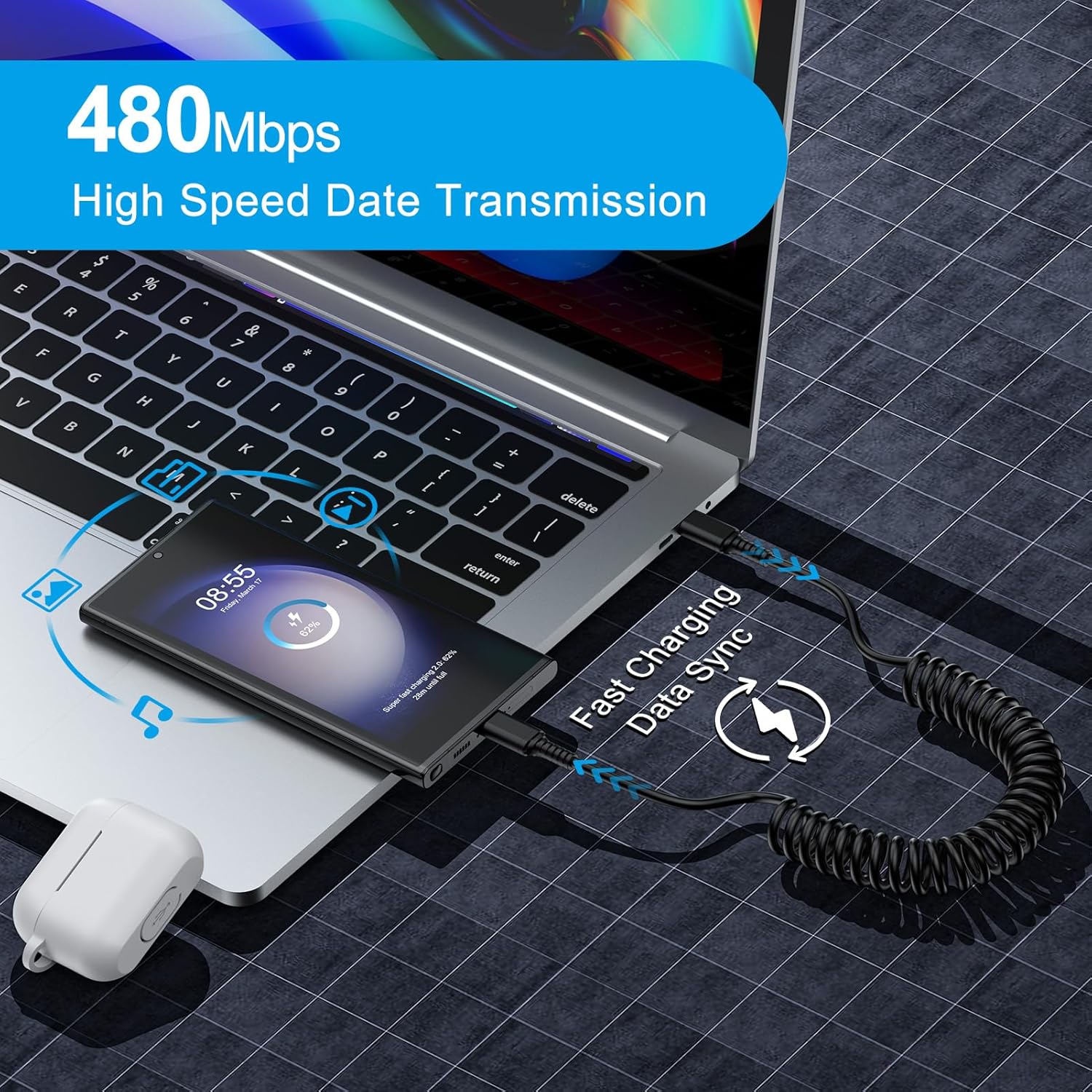 Android Auto USB C to USB C Ca - Coiled Usb Cable incelemesi ve fiyatı